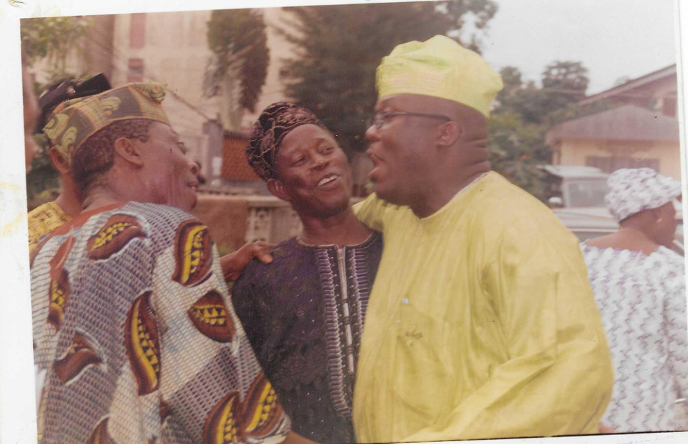ADEDEJI DOHERTY WITH ALH. BISHI VICE CHAIRMAN LAGOS CENTRAL SENATORIAL DISTRICT AND ALH. TUNDE JOSEPH VICE CHAIRMAN BADAGRY DIVISION AT THE PARTY OFFICE WHEN MRS MODUPE OLAIYA CROSS TO P.D.P